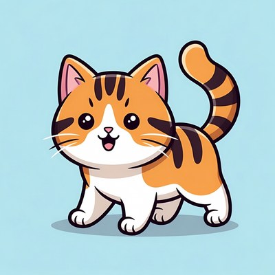 Cute cat standing and smiling