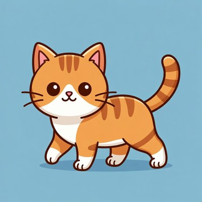 Cute orange cat walking