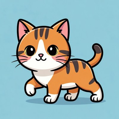 Cute orange tabby cat walking