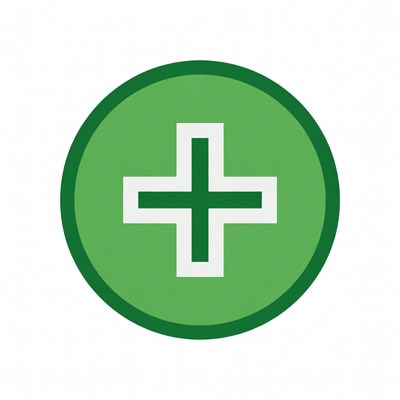 Medical symbol in green circle