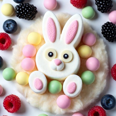 Cute bunny dessert arrangement with fruits