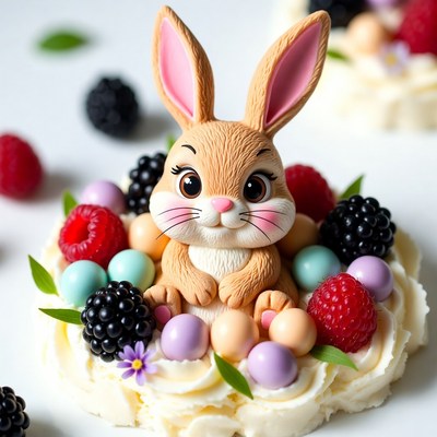 Cute bunny decoration on dessert