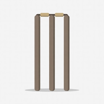 Cricket stumps on a plain background
