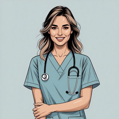 Nurse with stethoscope smiling