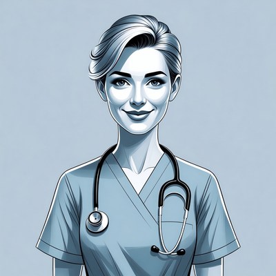 Health worker with stethoscope for care tasks