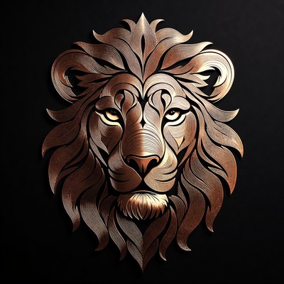Lion head in metal design