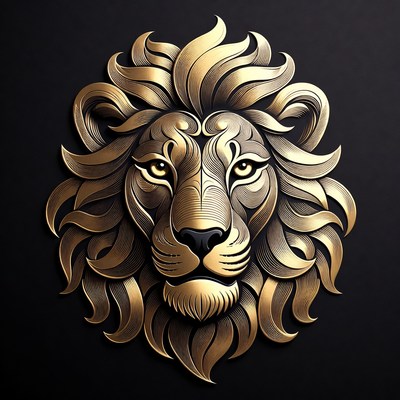 Lion head design on black background