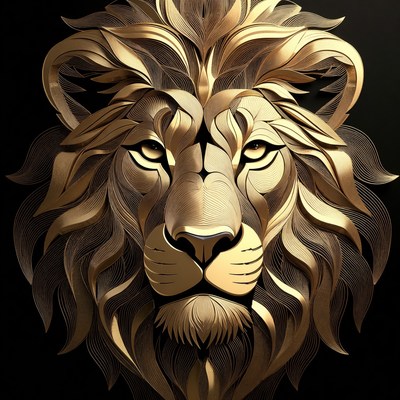 Lion head art in golden design