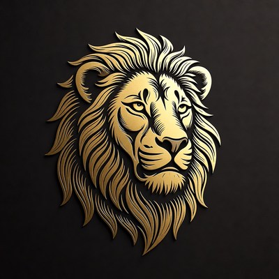 Lion head design on black background