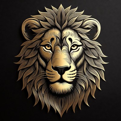 Lion head design with floral details