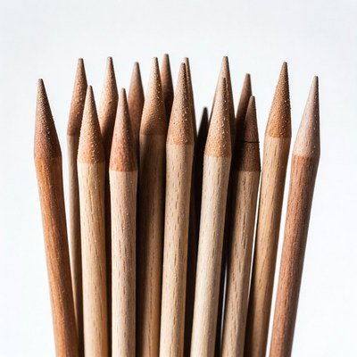Wooden pencils arranged in a group