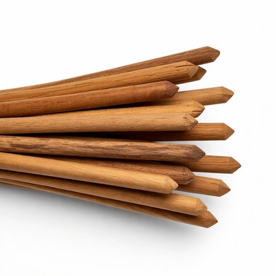 Wooden sticks stacked in a neat pile