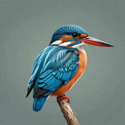 Bright bird perching on branch