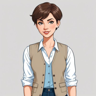 Woman in vest with short hair