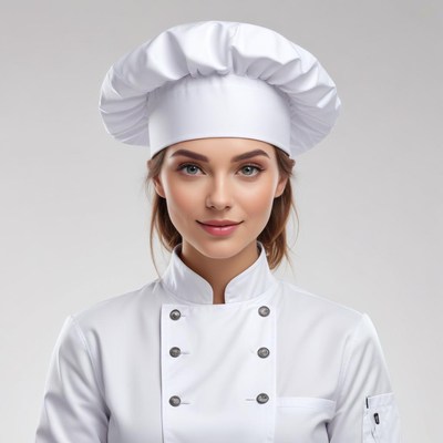 Chef in white uniform with hat