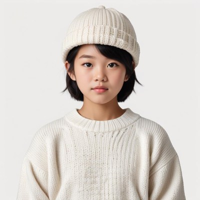 Young girl wearing a winter hat