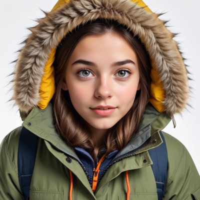 Young person in winter coat outdoors