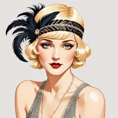 Vintage style woman with feather headband