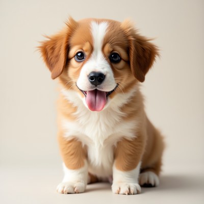 Cute puppy sitting and looking