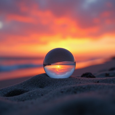 Sunset reflection on beach