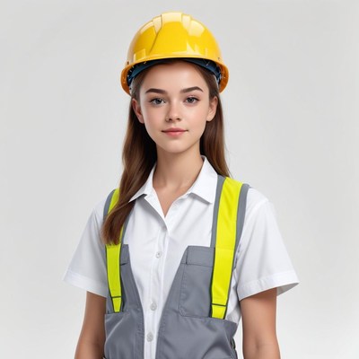 Young worker with hard hat and safety gear