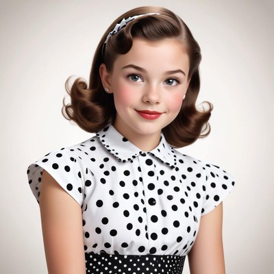 Young girl in polka dot dress poses