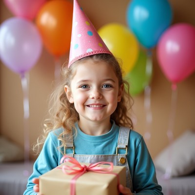 Birthday celebration with balloons and gifts