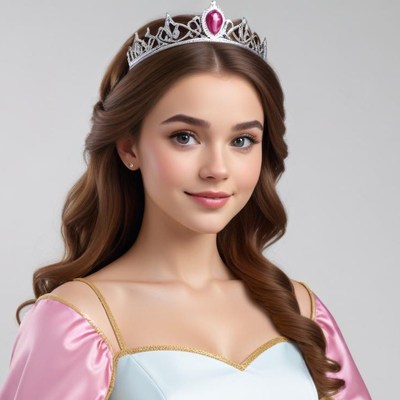 Young girl in princess costume with crown