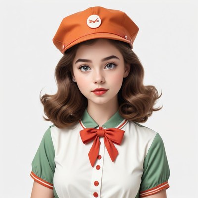 Vintage style girl with hat