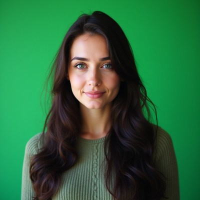 Young woman with long hair poses