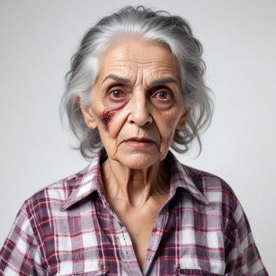 Elderly woman showing strong emotions