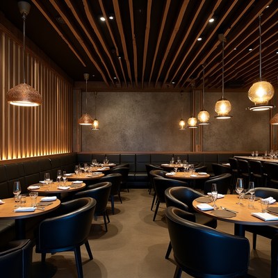 Dining area in modern restaurant