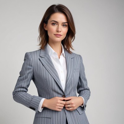 Businesswoman in a pinstriped suit