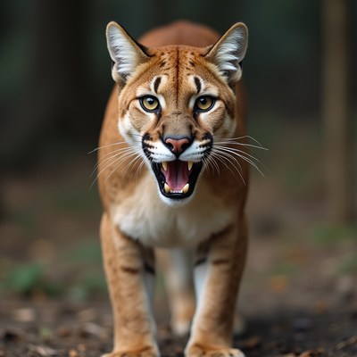Wild cat in a forest at dusk