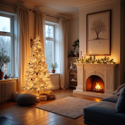 Holiday scene with a glowing tree