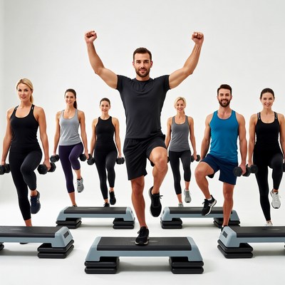 Group workout session in studio