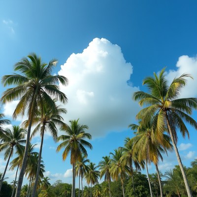 Palm trees under a blue sky