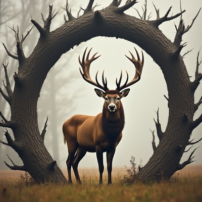 Stag in natural frame