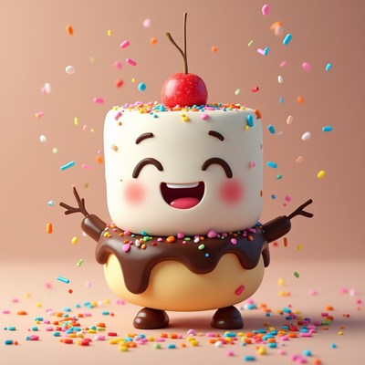 Cute dessert character with sprinkles