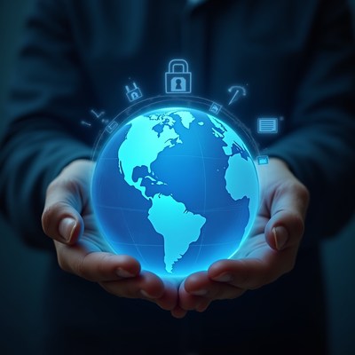 Holding a digital globe