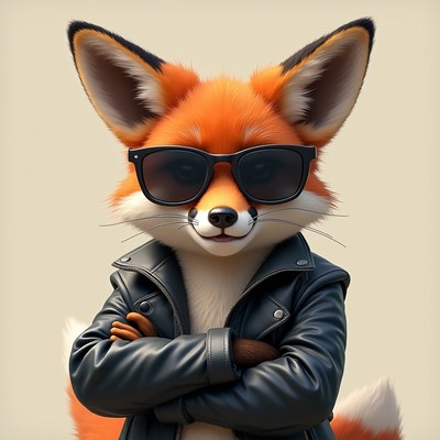Cool fox in sunglasses poses confidently