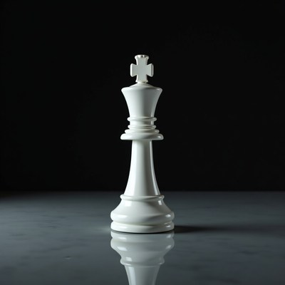 Chess piece stands alone on a dark surface