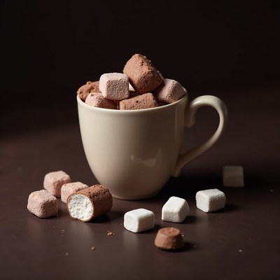 Cup filled with cubes of sweet treats