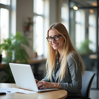 Woman working in a modern office