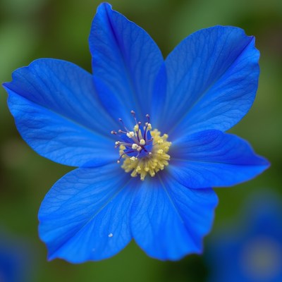 Bright blue flower with yellow center