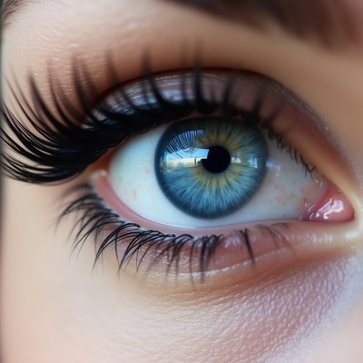 Close up of eye with long eyelashes