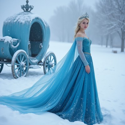 Frozen princess in winter scene