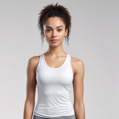 Woman in white tank top