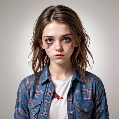 Girl stands with tears in her eyes