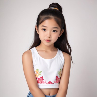 Model in white crop top